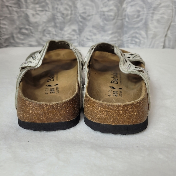BETULA By Birkenstock Rhinestone Jewel Embellished Leather White Sandals S 10 - Picture 5 of 10